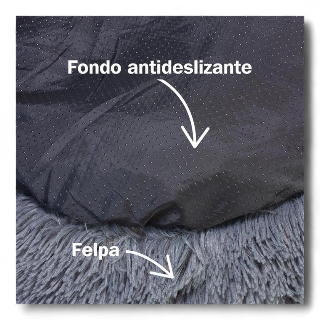 Cama redonda gris oscuro suave para perros