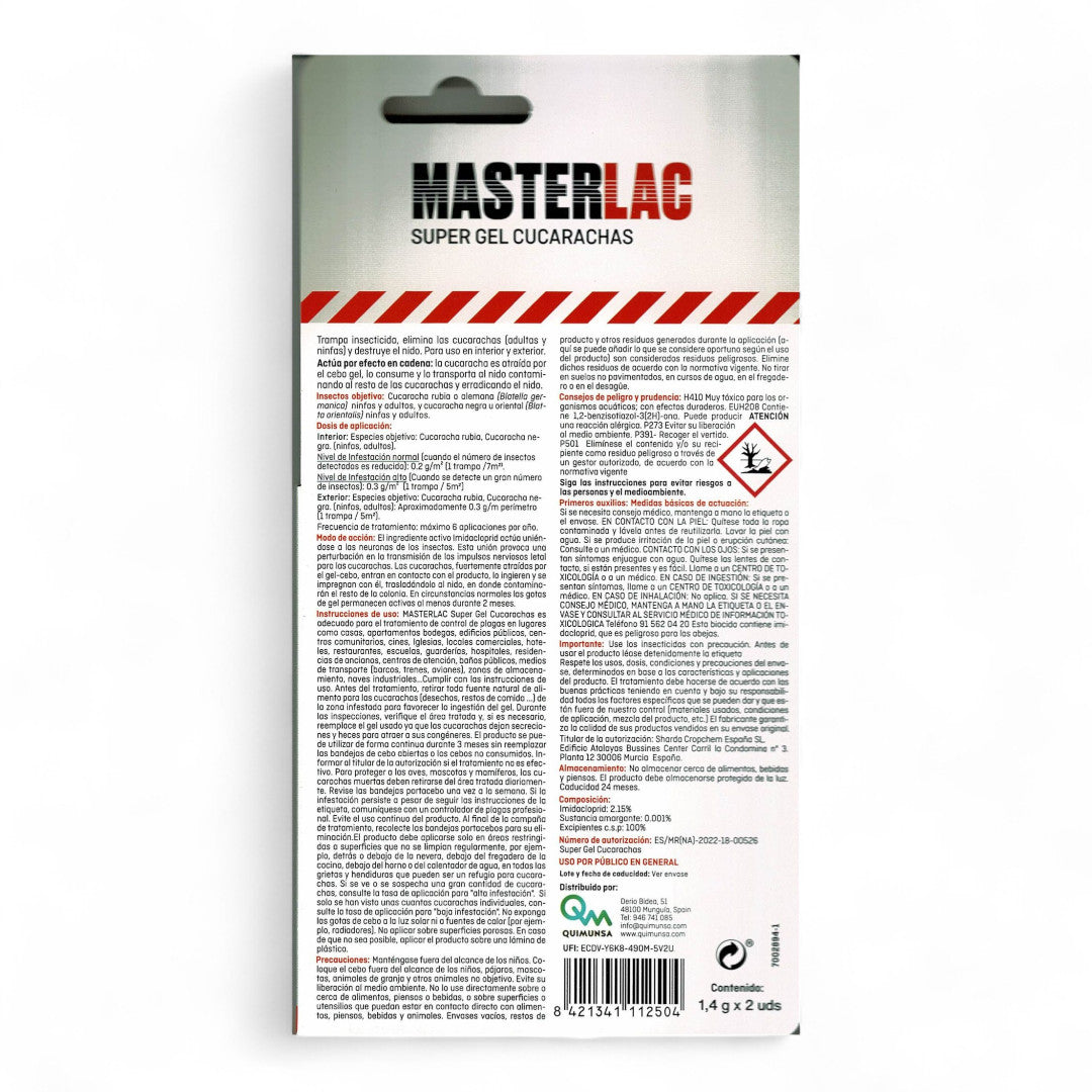 Masterlac Super Gel Trampa Cucarachas 2 X 1,4gr.