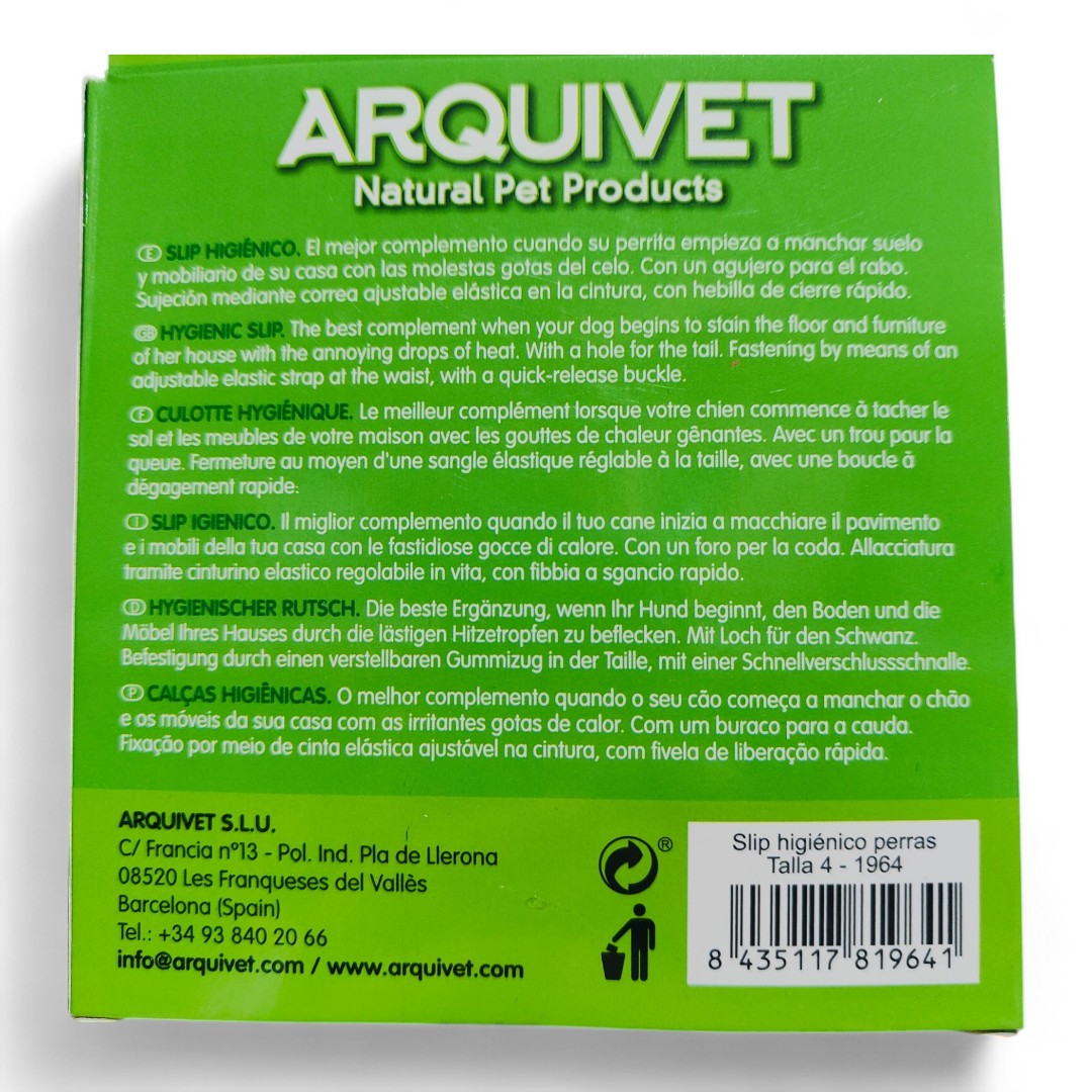 Slip Higiénico para Perras Arquivet