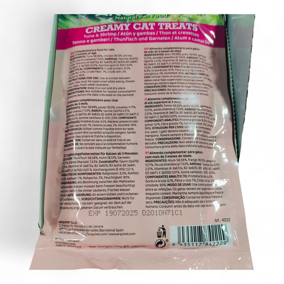 Snack Cremoso de Atún y Gambas Arquivet (5 sobres de 14 g)
