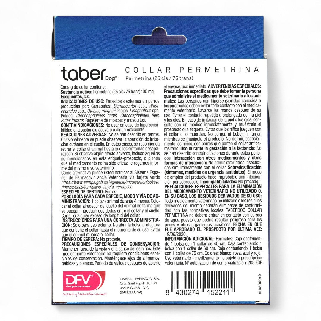 Taberdog Collar Permetrina Antiparasitario para Perros