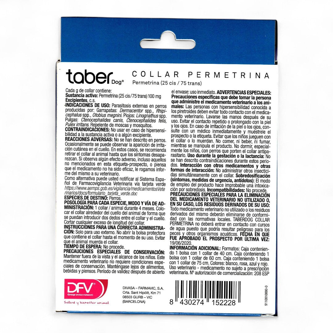 Taberdog Collar Permetrina Antiparasitario para Perros