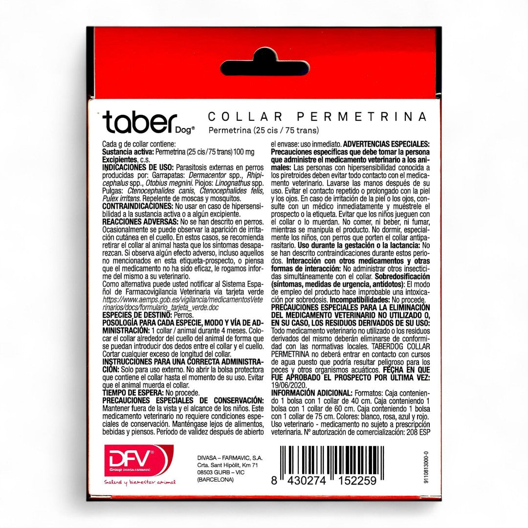 Taberdog Collar Permetrina Antiparasitario para Perros