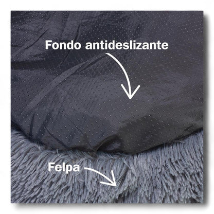Cama redonda gris oscuro suave para perros