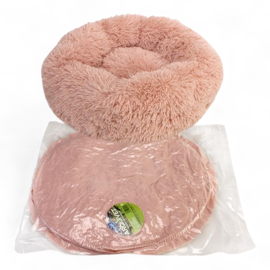 Cama Redonda para Perros Rosa Suave 50cm y 70cm – Acolchada, Antideslizante y Envasada al Vacío | Arquivet