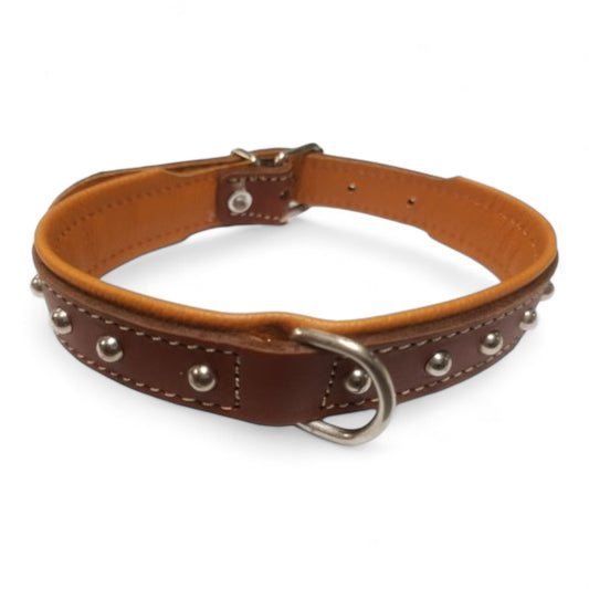 Collar Cuero con Adornos Esféricos San Dimas (20x450 mm Negro/Rojo, 25x550 mm Tostado/Natural)