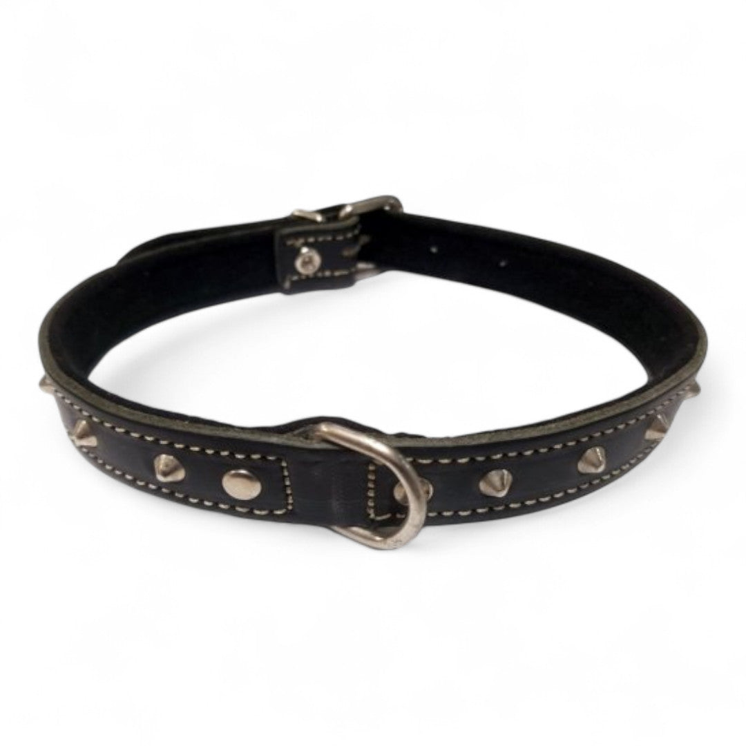 San Dimas Collar de Cuero con Adornos de Pinchos (Marrón, Rojo, Natural)