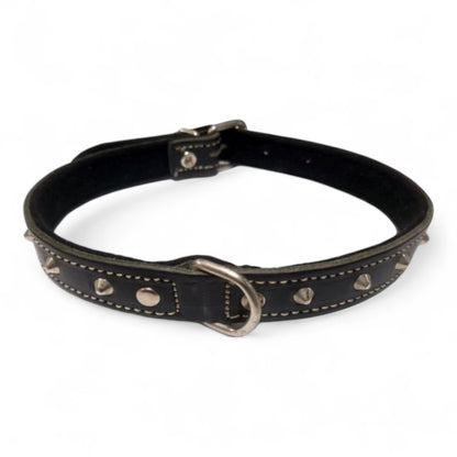 San Dimas Collar de Cuero con Adornos de Pinchos (Marrón, Rojo, Natural)