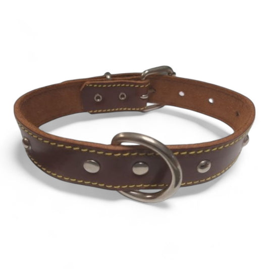 Collar Cuero Woka con Tachuelas Mabel 40x3 cm y 50x3 cm