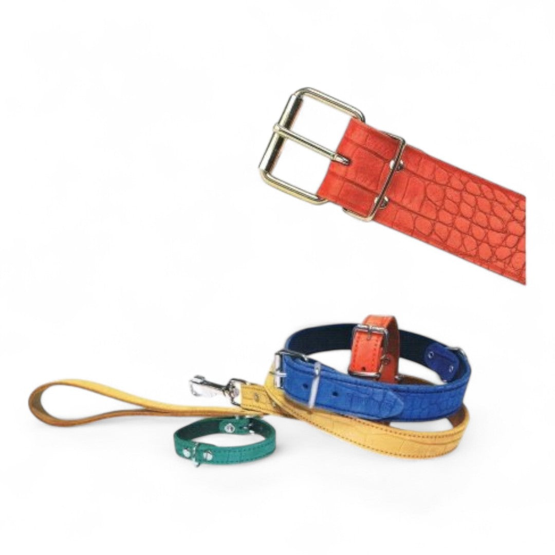 San Dimas Collar de Piel Labrado para Perros Medianos (Azul, Verde, Rojo, Tostado)