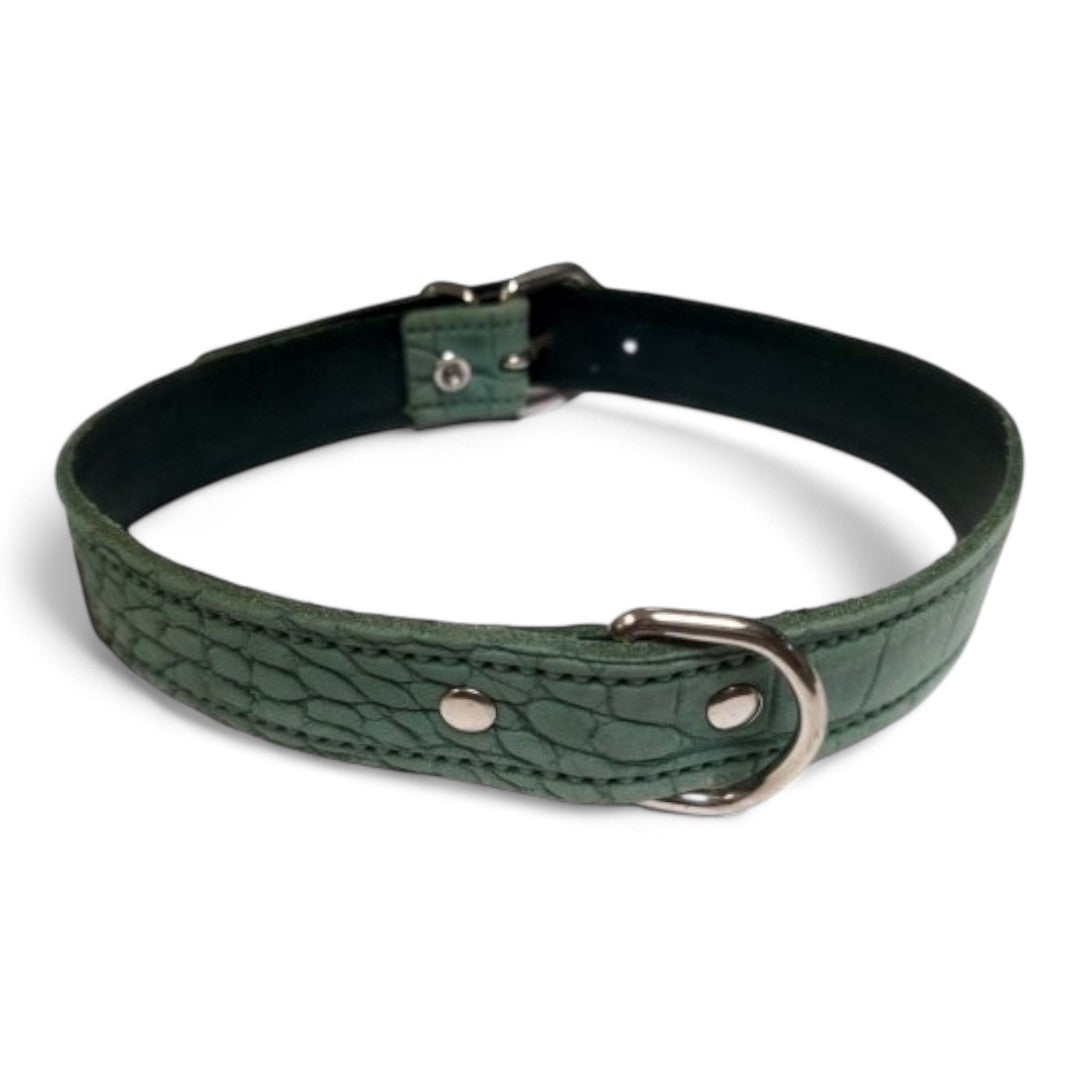 San Dimas Collar de Piel Labrado para Perros Medianos (Azul, Verde, Rojo, Tostado)
