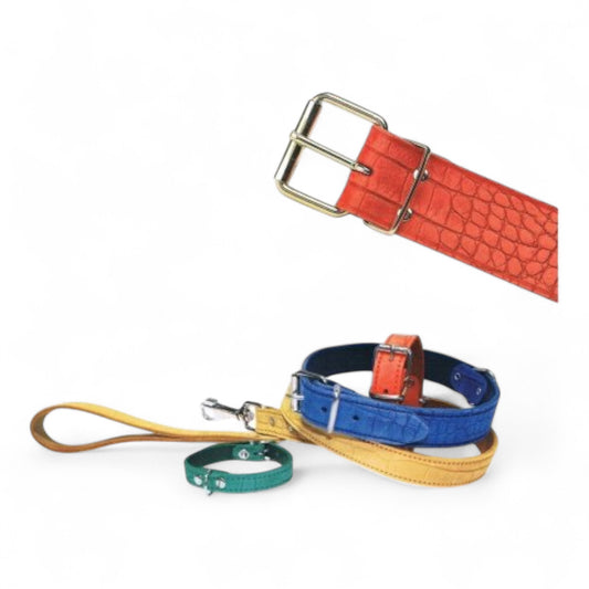San Dimas Collar de Piel Labrado para Perros Mini (Rojo, Tostado, Verde, Azul)