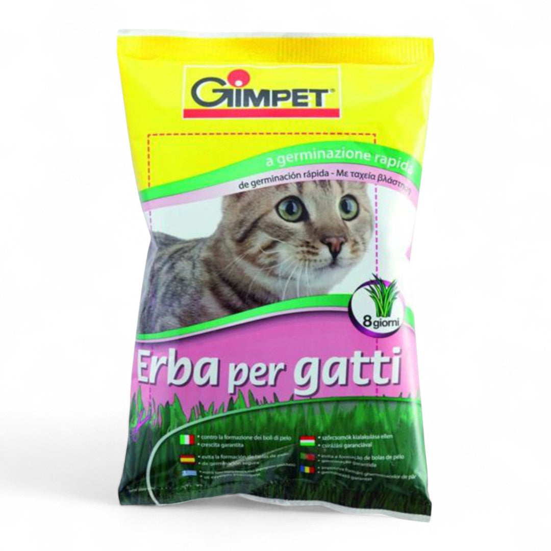 GimPet Hierba para Gatos Aroma Prado 150 g y Vitaminada con TGOS 100 g