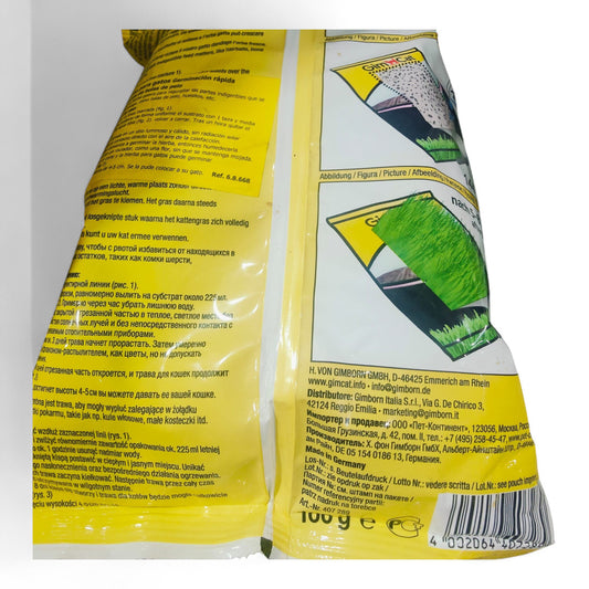 GimPet Hierba para Gatos Aroma Prado 150 g y Vitaminada con TGOS 100 g