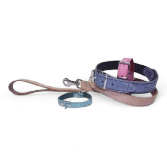 San Dimas Ramal de Piel Labrada para Perros (Rojo, Azul)