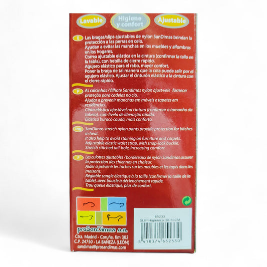 San Dimas Slip Higiénico para Perras en Celo (20-30 cm, 28-40 cm, 38-50 cm, 48-62 cm)