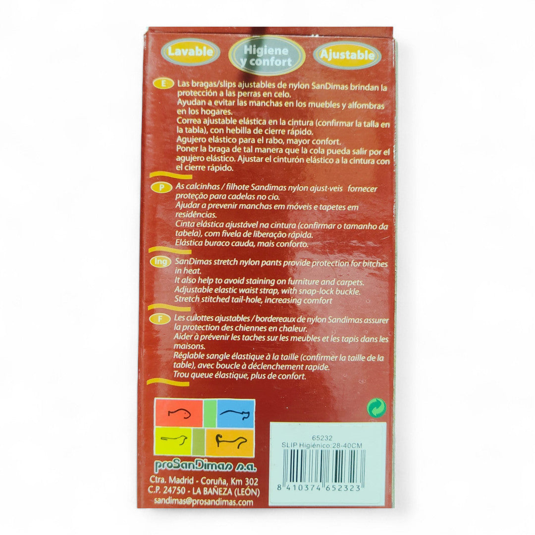 San Dimas Slip Higiénico para Perras en Celo (20-30 cm, 28-40 cm, 38-50 cm, 48-62 cm)