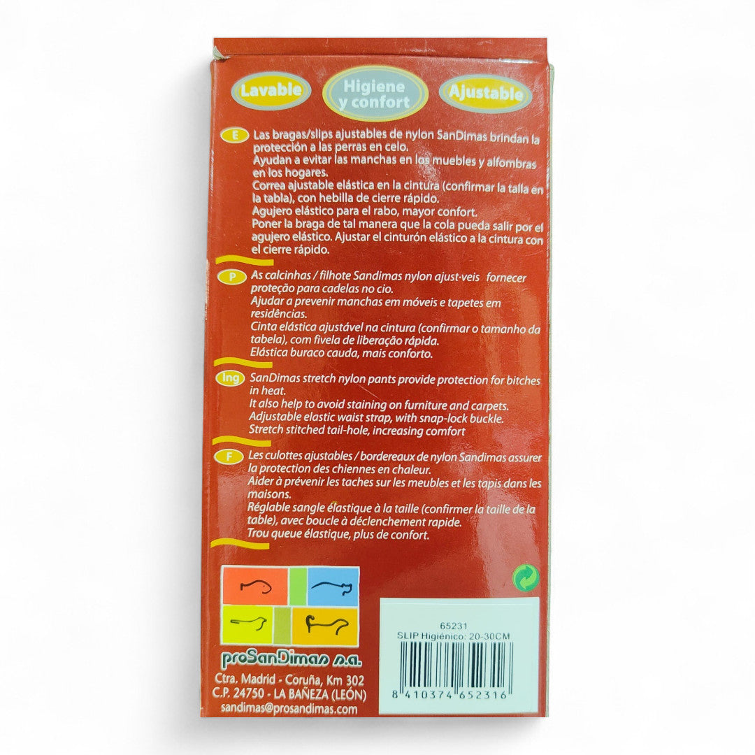 San Dimas Slip Higiénico para Perras en Celo (20-30 cm, 28-40 cm, 38-50 cm, 48-62 cm)
