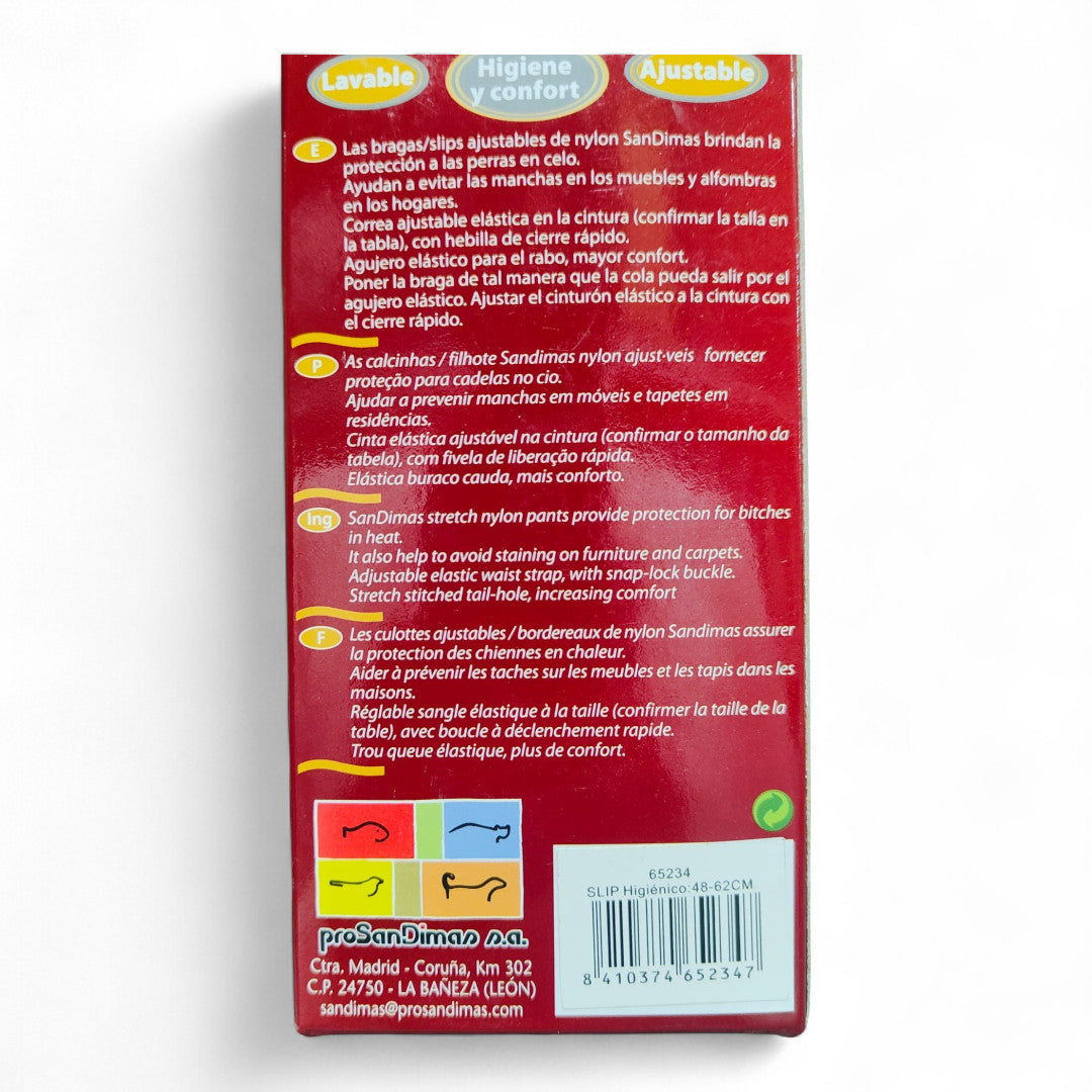 San Dimas Slip Higiénico para Perras en Celo (20-30 cm, 28-40 cm, 38-50 cm, 48-62 cm)