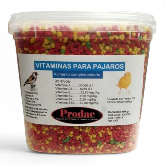 Prodac Vitaminas para Pájaros 400 g, 3 kg Suplemento para Canarios y Aves Ornamentales